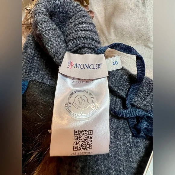 Moncler Wool, Cashmere, Marmot Fur Gloves Made in Italy Blue Grey NWT - Picture 5 of 14